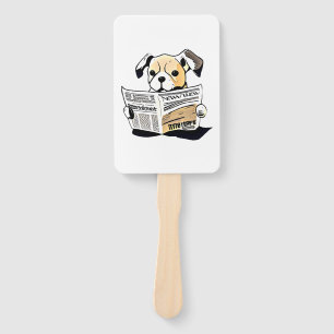Pawsitive News Dog Reading Newspaper T-Shirt Hand Fan
