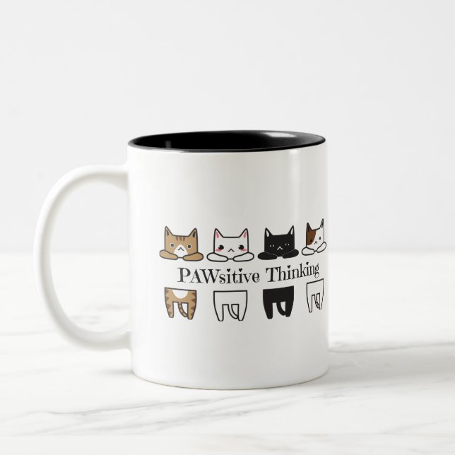PAWsitive Thinking - Cat meme Mug (Left)