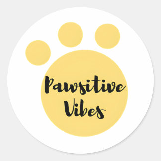Pawsitive vibes, a yellow dog's paw T-Shirt Classic Round Sticker