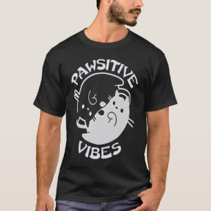 PAWSITIVE VIBES Cat Yin Yang Feline Namaste Yoga Y T-Shirt