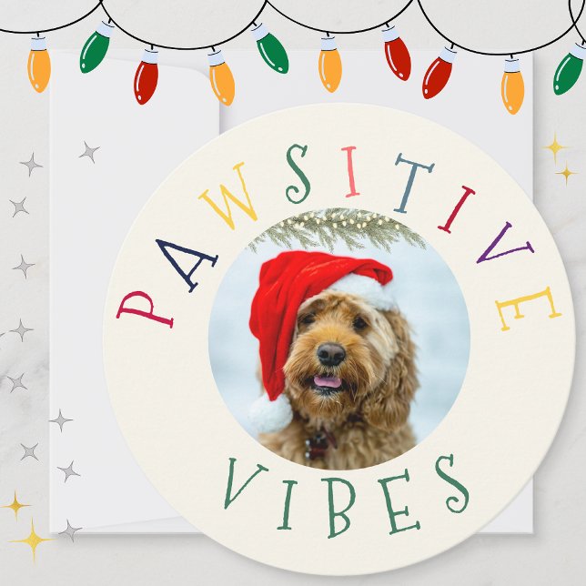 Pawsitive Vibes Colourful Pet Circle Holiday Card (Creator Uploaded)