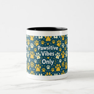 Pawsitive Vibes Only Dog Paw Print Coffee Mug