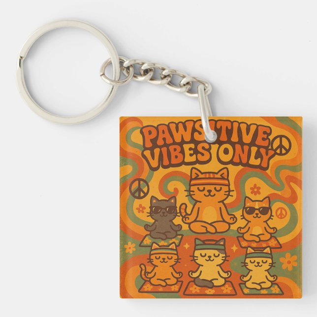 Pawsitive Vibes Only Key Ring (Front)