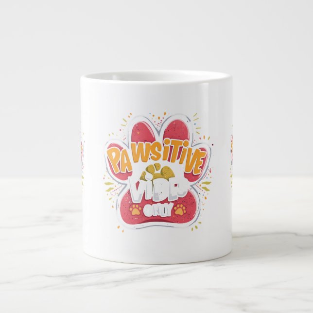 Pawsitive Vibes Only Paw Print Mug (Front)