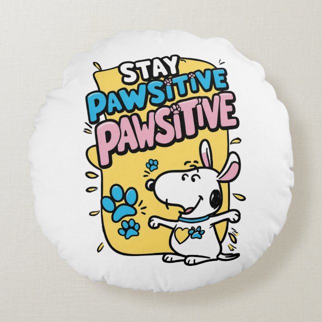 Pawsitive vibes round cushion (Front)