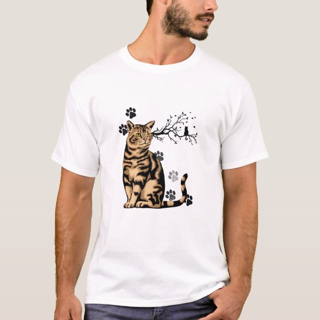 "Pawsitive Vibes" T-Shirt with Cat (Front)