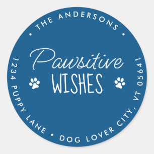 Pawsitive Wishes Christmas Holiday Return Address Classic Round Sticker