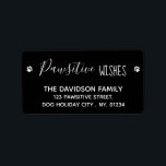 Pawsitive Wishes Cute Pet Dog Black Christmas Label<br><div class="desc">Send holiday greetings with this modern and trendy Positive Wishes in a trendy black design address labels. 
Personalise with family name,  and address. Visit our collection for matching cards and accessories.
COPYRIGHT © 2020 Judy Burrows,  Black Dog Art - All Rights Reserved</div>