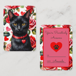 Pawsitively Awesome Black Cat Classroom Valentine Card