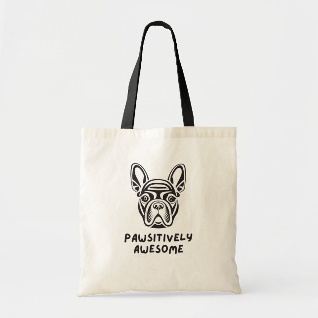 Pawsitively Awesome Bulldog Tote Bag (Front)