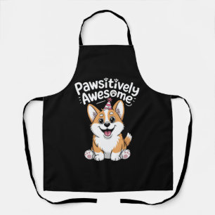 Pawsitively Awesome Corgi Birthday Dog Shirt Apron