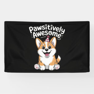 Pawsitively Awesome Corgi Birthday Dog Shirt Banner