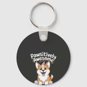 Pawsitively Awesome Corgi Birthday Dog Shirt Key Ring