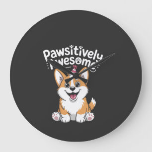 Pawsitively Awesome Corgi Birthday Dog Shirt Large Clock