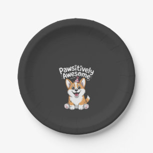 Pawsitively Awesome Corgi Birthday Dog Shirt Paper Plate
