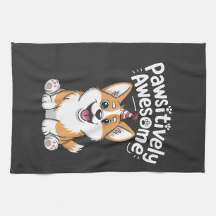 Pawsitively Awesome Corgi Birthday Dog Shirt Tea Towel