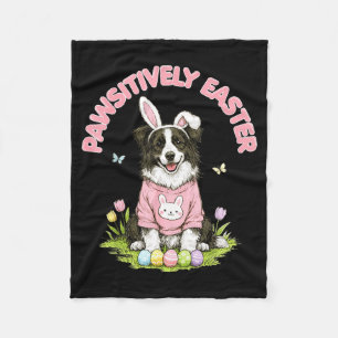 Pawsitively easter border collie bunny ears eggs fleece blanket