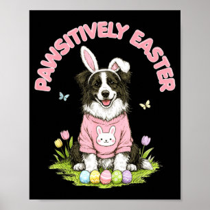 Pawsitively easter border collie bunny ears eggs poster