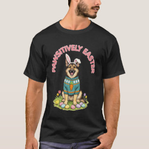 Pawsitively Easter German Shepherd Bunny Ears Eggs T-Shirt