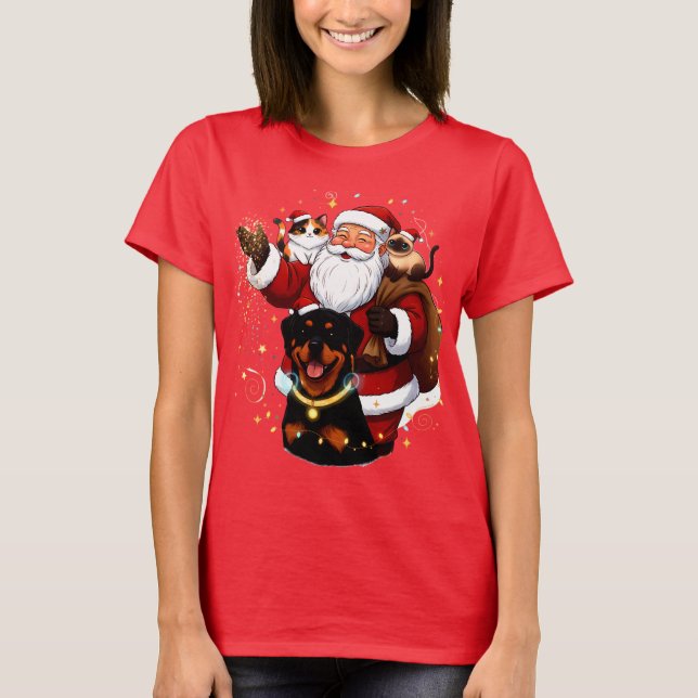Pawsitively Enchanted: Santa’s Magical Pet Moment T-Shirt (Front)