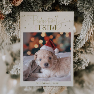 Pawsitively Festive Dog Photo Cream Christmas  Holiday Card