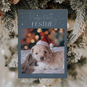 Pawsitively Festive Dog Photo Slate Christmas Holiday Card