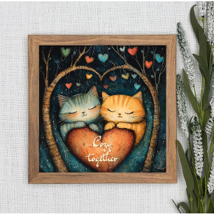 Pawsitively in Love Cosy Together Poster Wall Art