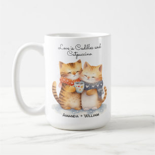 Pawsitively in Love Cute Cat Cuddle Cartoon Coffee Coffee Mug