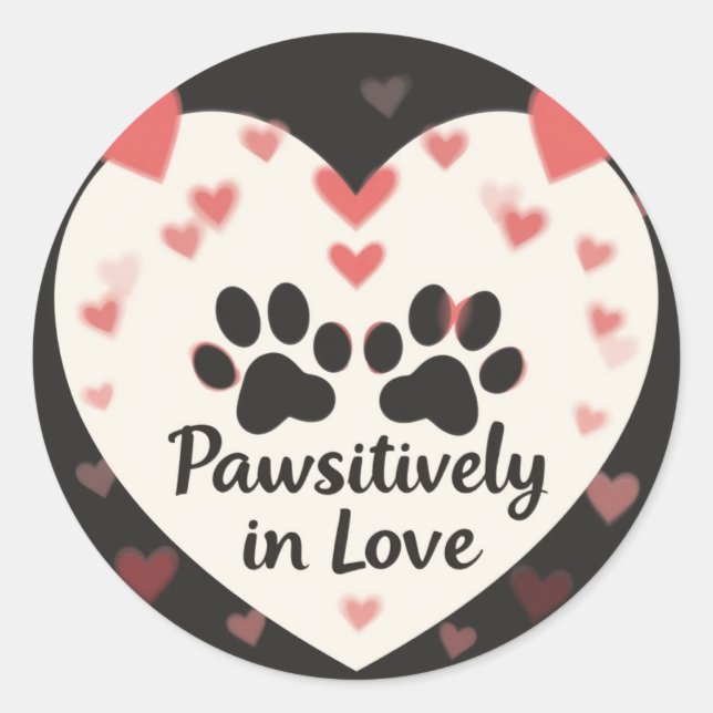 Pawsitively in love ,Pawsome Classic Round Sticker (Front)