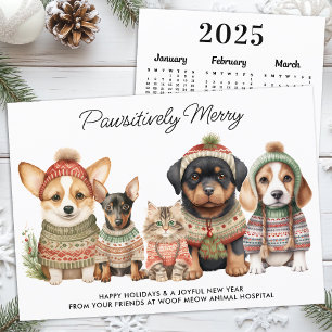 Pawsitively Merry Christmas 2025 Calendar Dog Pet  Holiday Card