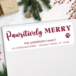 Pawsitively Merry Custom Pet Paw Return Address 