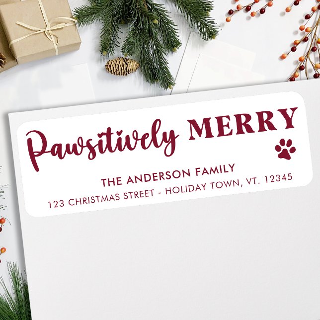 Pawsitively Merry Custom Pet Paw Return Address  (Creator Uploaded)