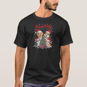 Pawsitively Merry Cute Holiday Dog Cat Rabbit Hamp T-Shirt