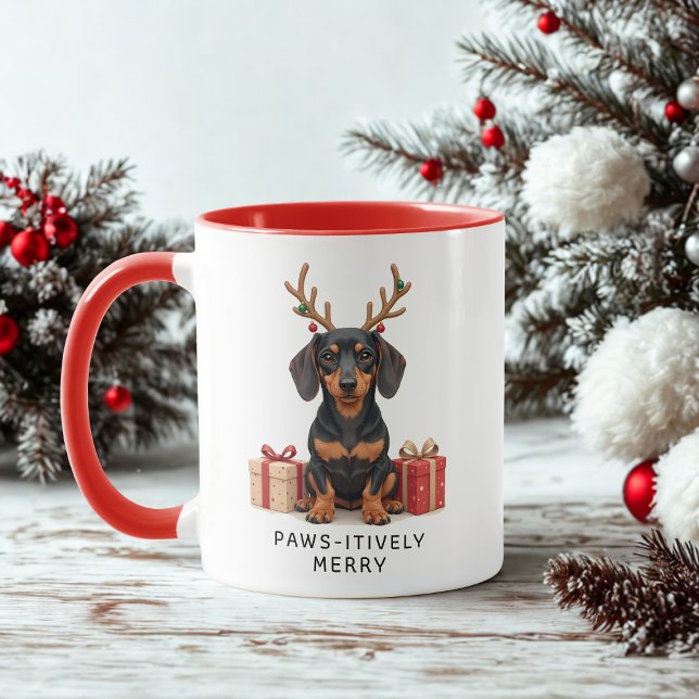 Pawsitively Merry Dachshund Doxie Christmas Coffee Mug (Creator Uploaded)