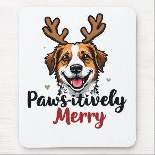 Pawsitively Merry Funny Christmas Dog Reindeer   Mouse Mat