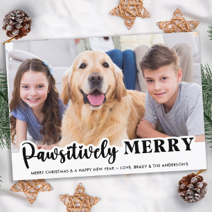 Pawsitively Merry Modern Customised Pet Dog Photo Holiday Card