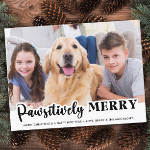 Pawsitively Merry Modern Customised Pet Dog Photo Postcard