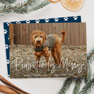 Pawsitively Merry Navy Pet Photo Holiday Card