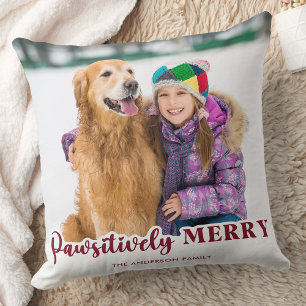 Pawsitively Merry Personalised Pet Photo Christmas Cushion