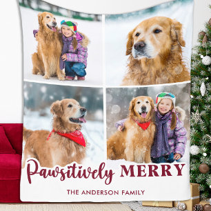 Pawsitively Merry Personalised Pet Photo Christmas Fleece Blanket