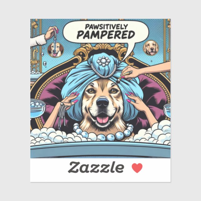 Pawsitively Pampered Dog Custom-Cut Vinyl Sticker (Sheet)