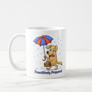 Pawsitively Prepared – Cute Dog with Umbrella Coffee Mug