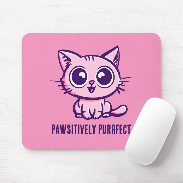 Pawsitively Purrfect, Beautiful Manga Kitten Mouse Mat (With Mouse)