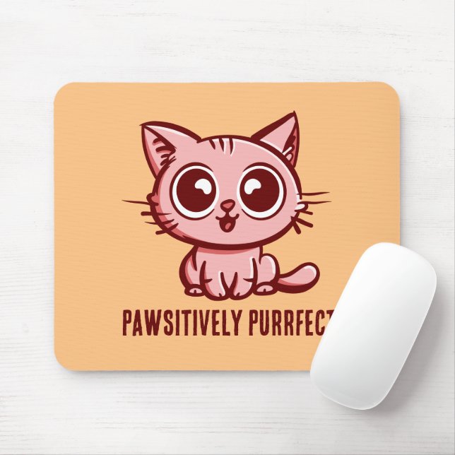 Pawsitively Purrfect, Beautiful Manga Kitten Mouse Mat (With Mouse)