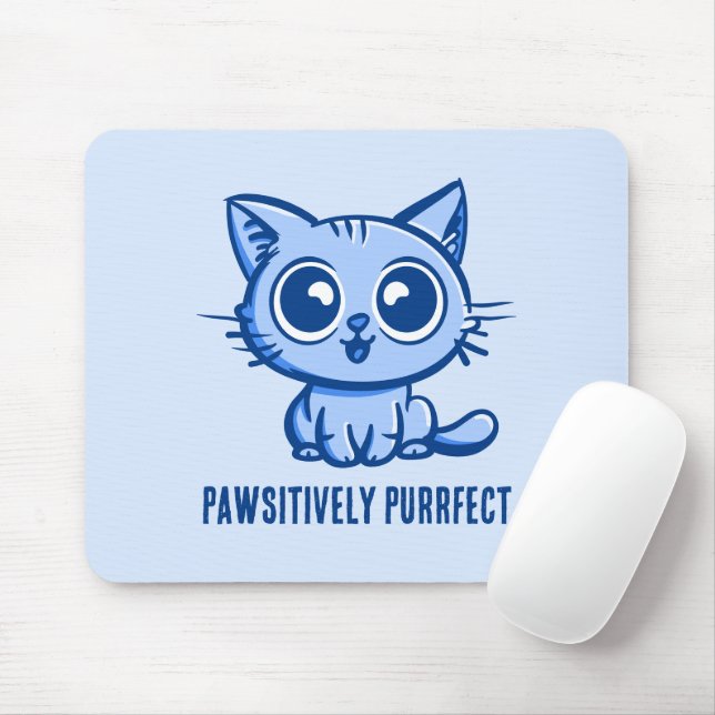 Pawsitively Purrfect, Beautiful Manga Kitten Mouse Mat (With Mouse)