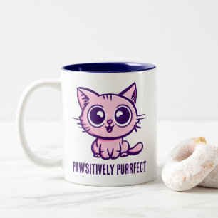 Pawsitively Purrfect, Beautiful Manga Kitten Two-Tone Coffee Mug