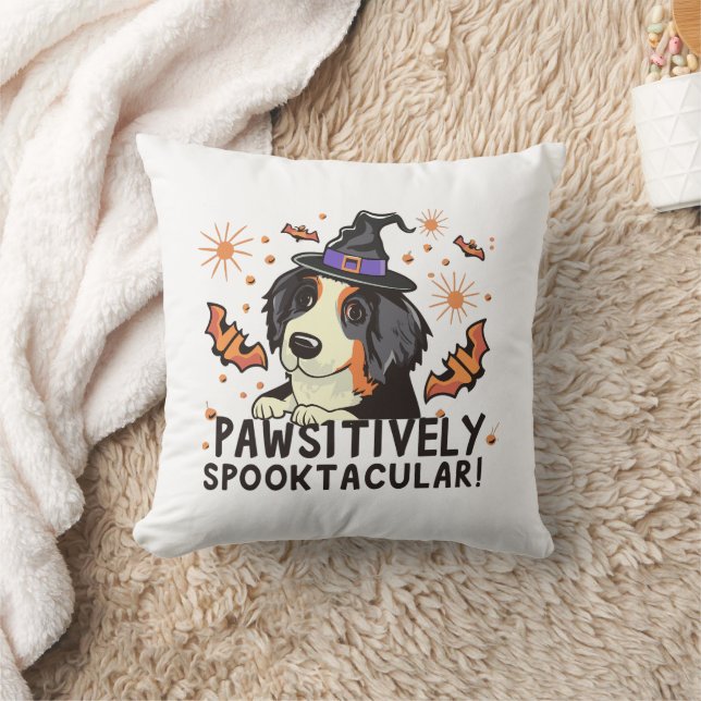 Pawsitively Spooktacular! - Halloween Bernese Dog Cushion (Blanket)