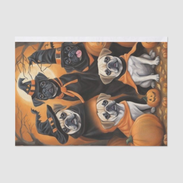 Pawsitively Spooky: A Halloween Puggle Decoupage  Tissue Paper (Front)