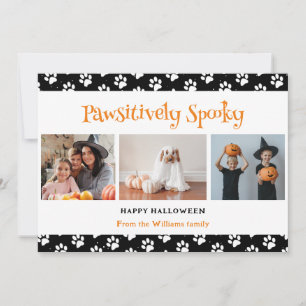 Pawsitively Spooky Black Pet Photo Halloween Holiday Card