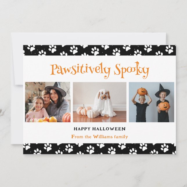 Pawsitively Spooky Black Pet Photo Halloween  Holiday Card (Front)
